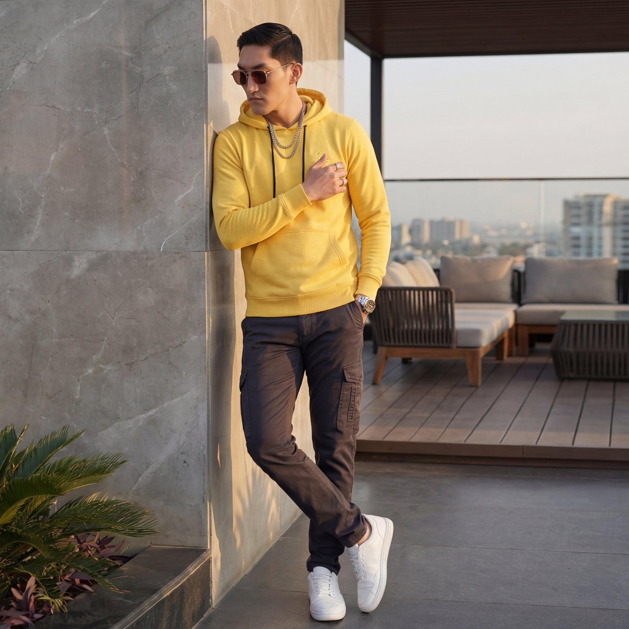 Killer Men Yellow Hooded Sweat Shirts