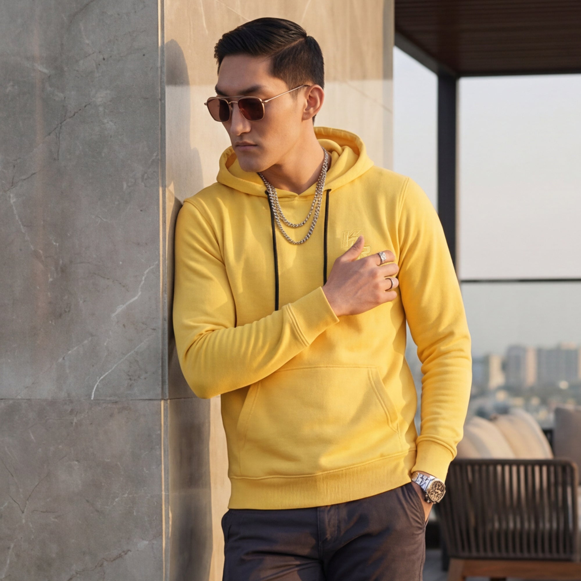 Killer Men Yellow Hooded Sweat Shirts