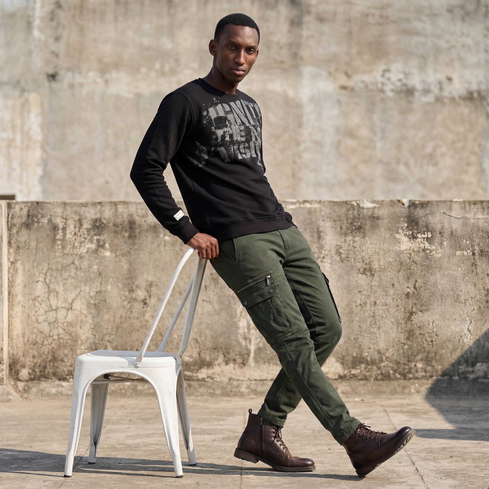 Killer Men Balck Printed Sweat Shirts