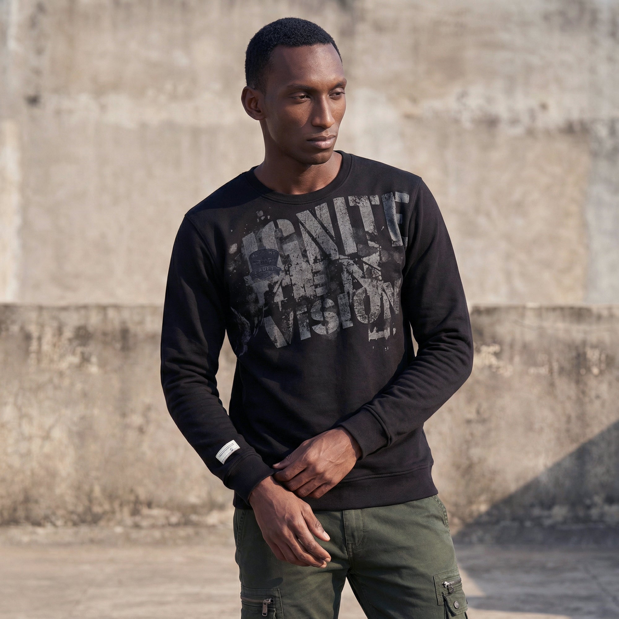 Killer Men Balck Printed Sweat Shirts