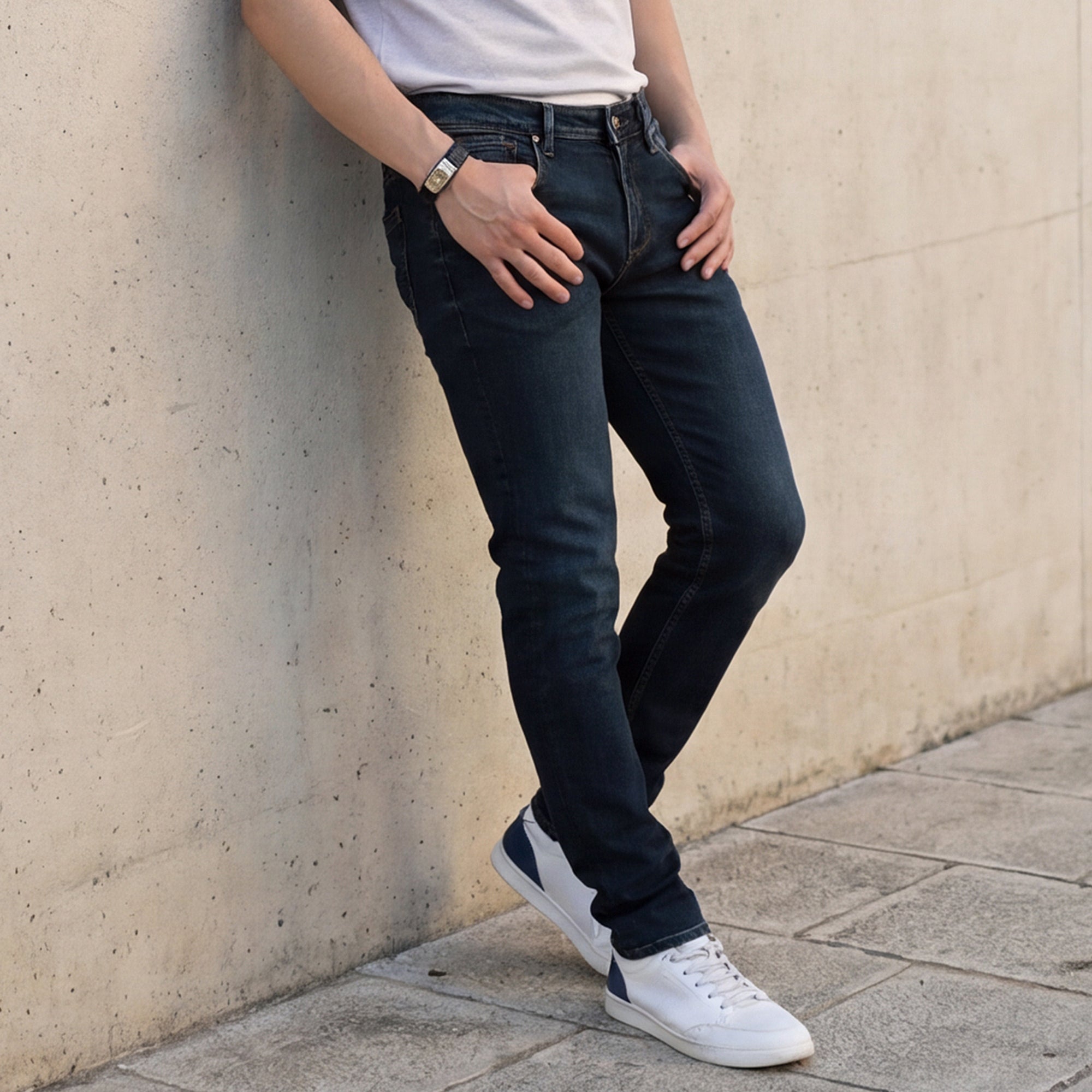 Killer Men Dark Blue Solid Slim Fit Jeans