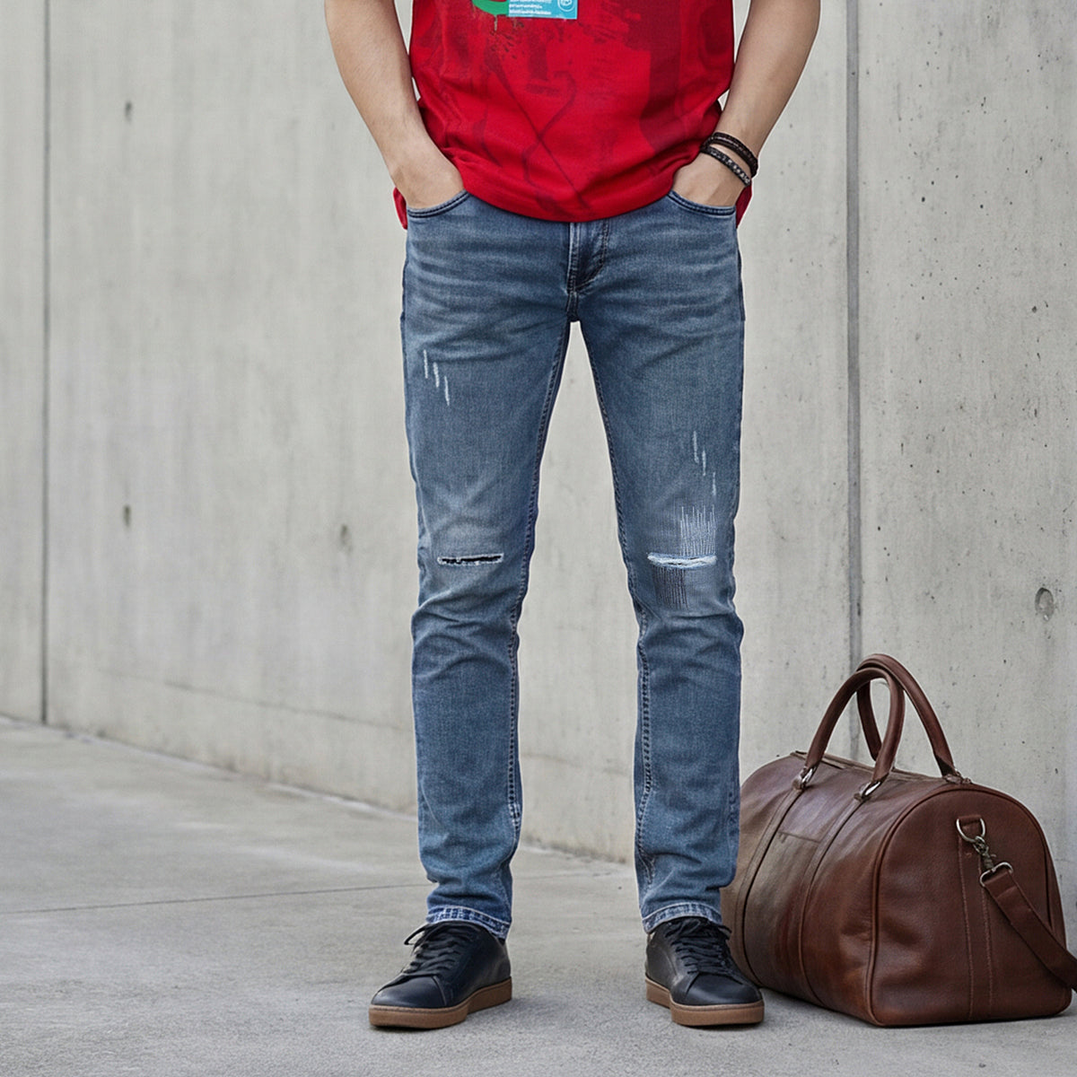 Killer Men Light Blue Solid Slim Fit Jeans