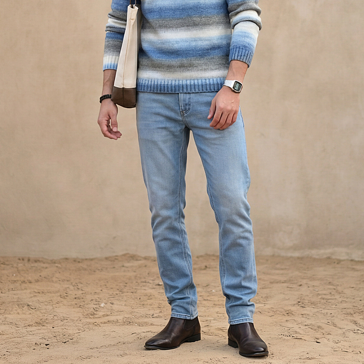 Killer Men Light Blue Solid Slim Fit Jeans