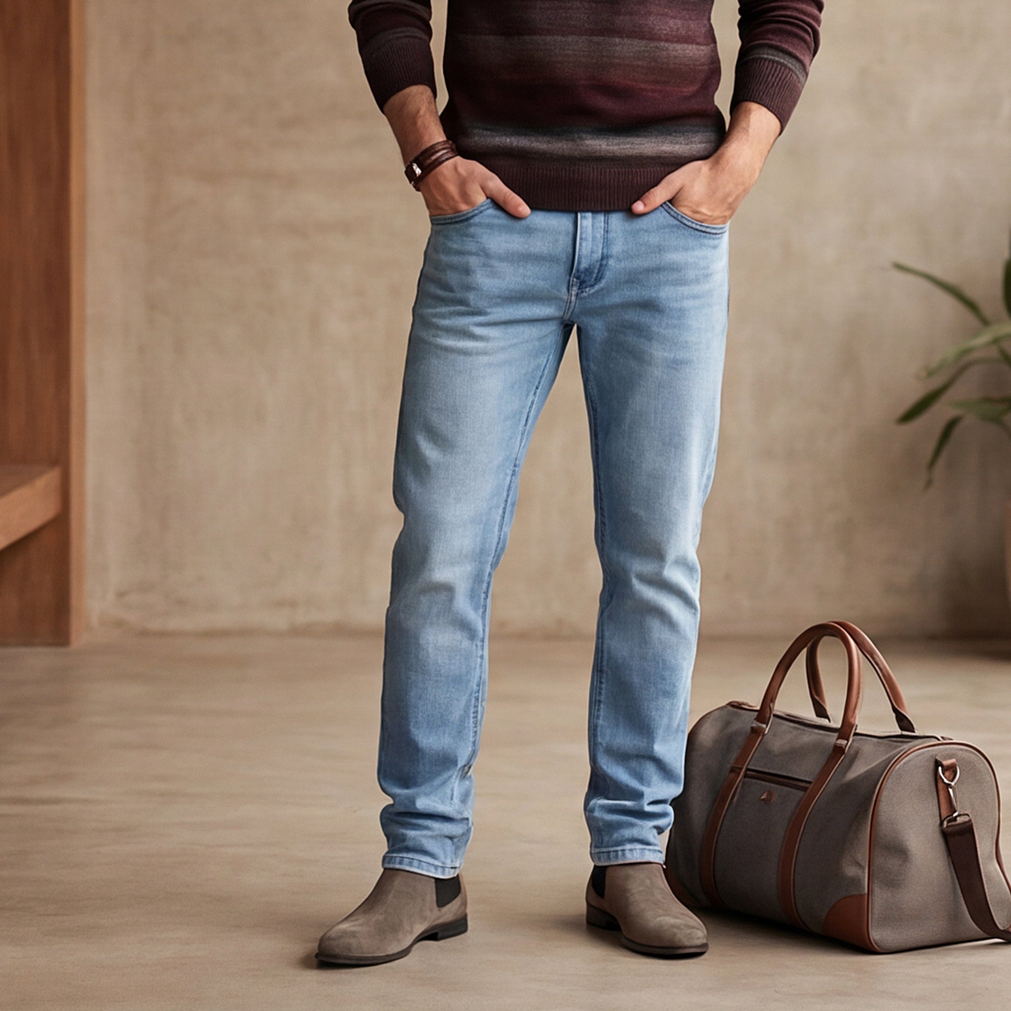 Killer Men Light Blue Solid Slim Fit Jeans