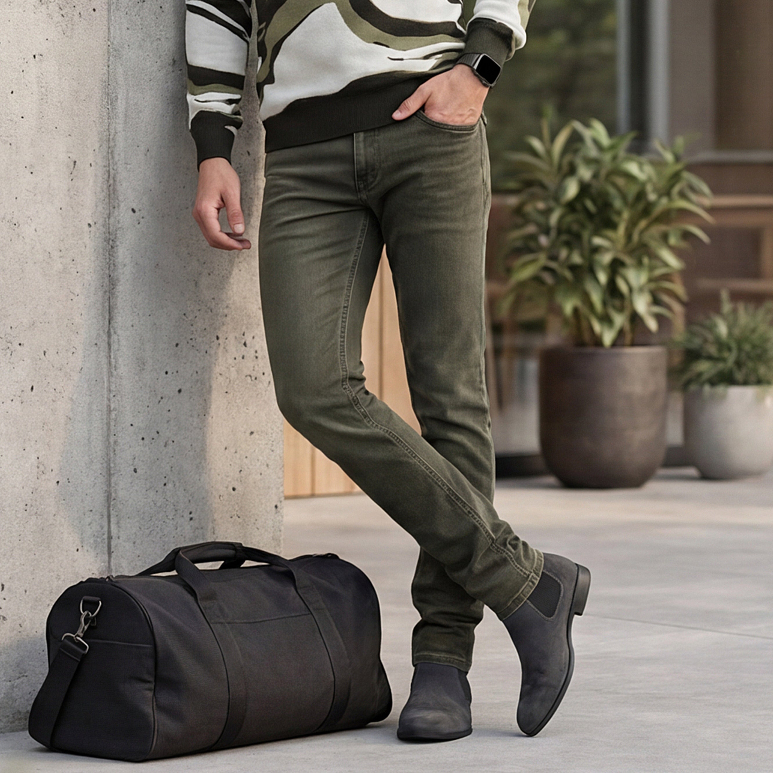 Killer Men Dark Green Solid Slim Fit Jeans
