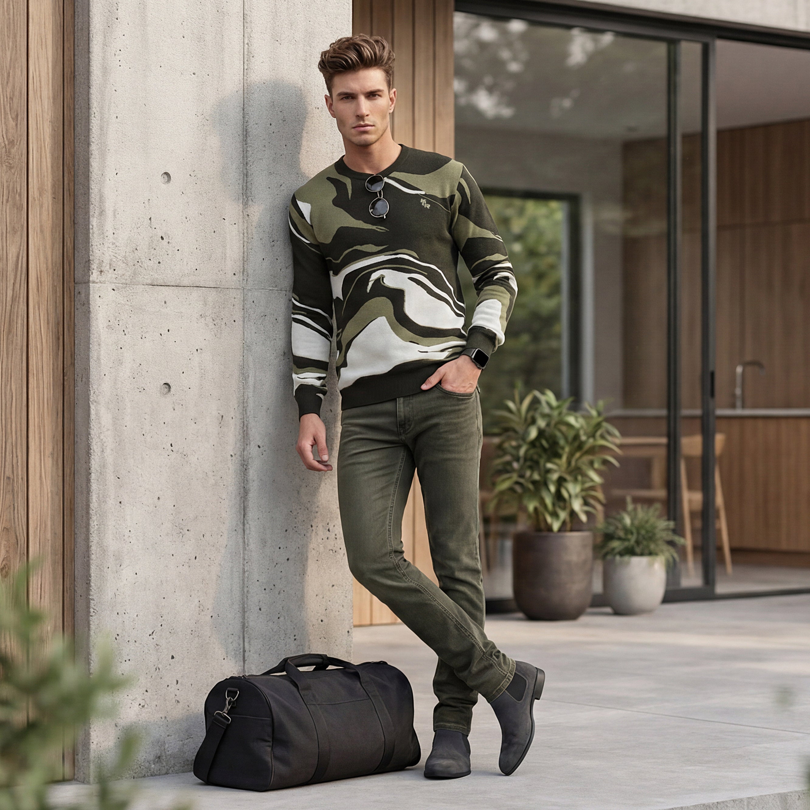 Killer Men Dark Green Solid Slim Fit Jeans