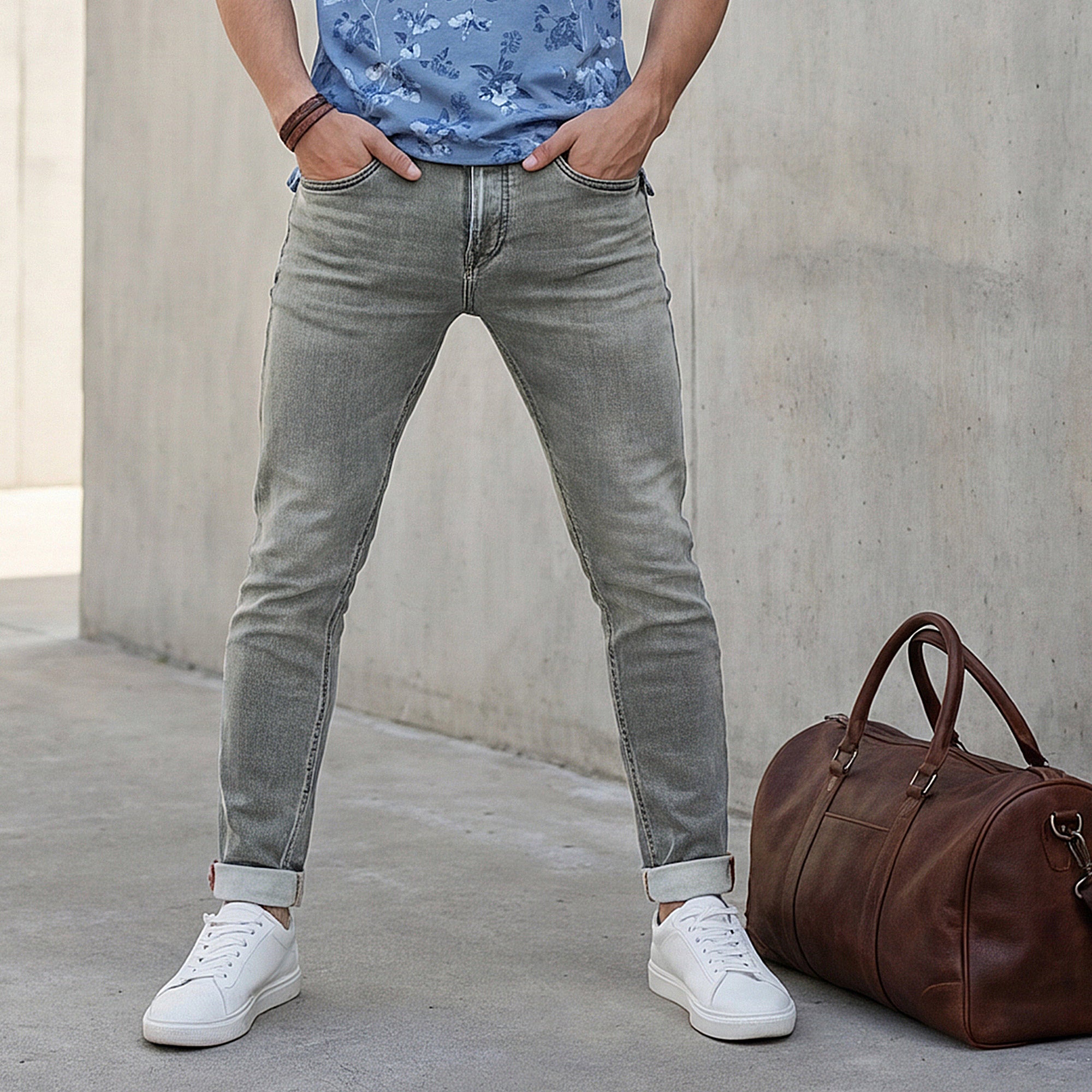 Killer Men Light Green Solid Slim Fit Jeans