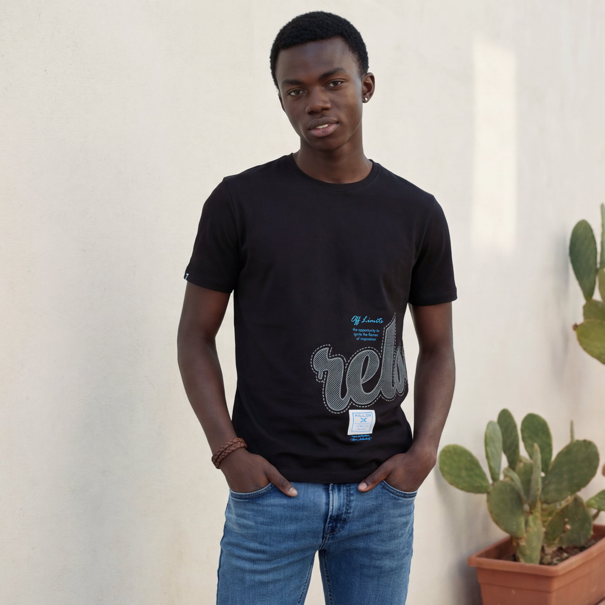 Killer Men Black Printed Round Neck T-Shirts