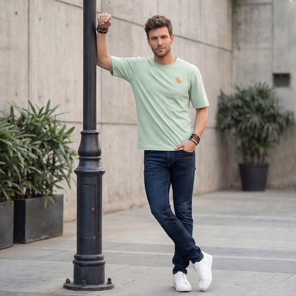 Killer Men Green Printed Round Neck T-Shirts