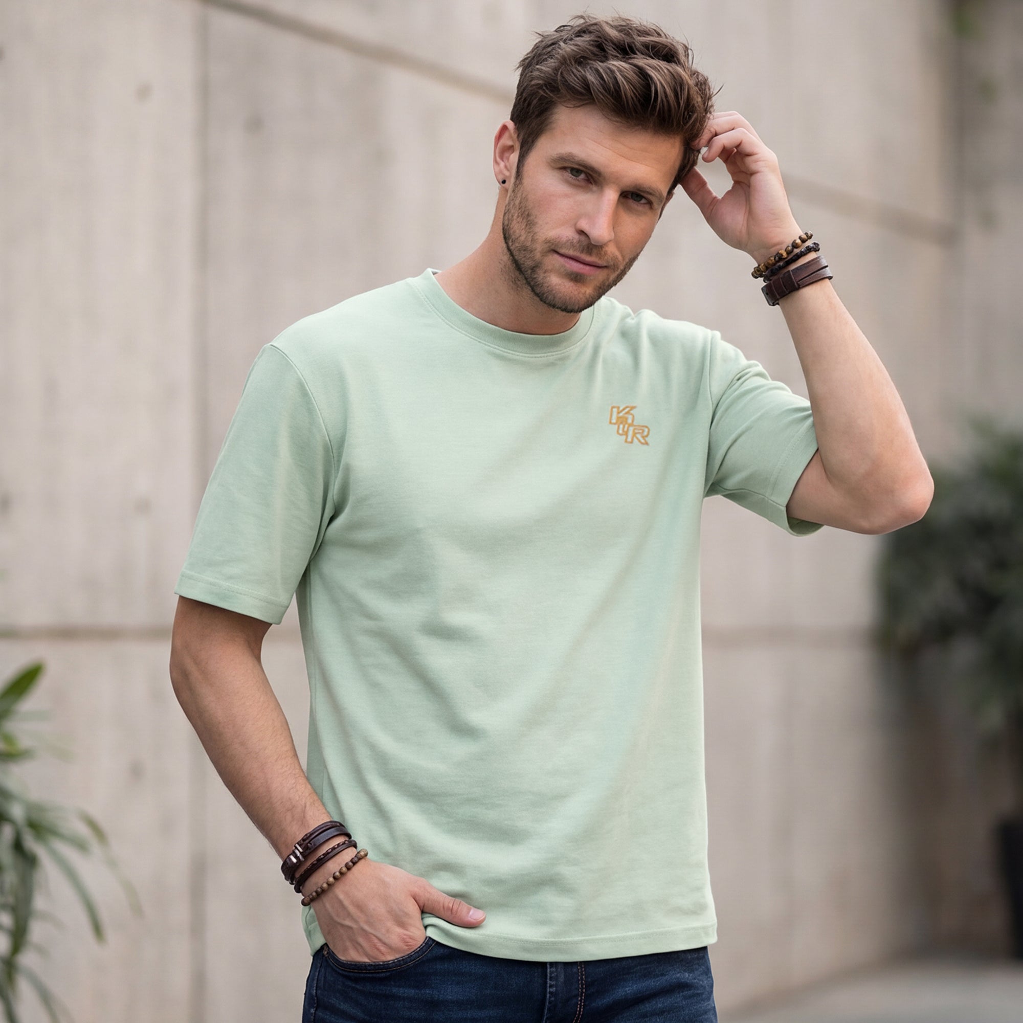 Killer Men Green Printed Round Neck T-Shirts