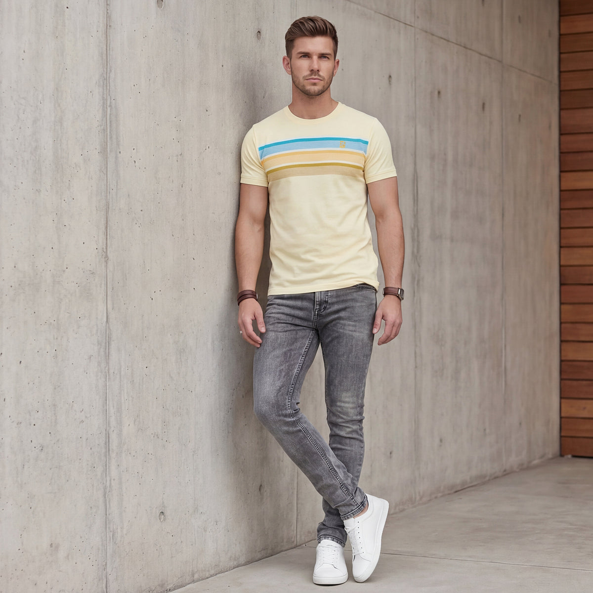 Killer Men Yellow Printed Slim Fit T-Shirts