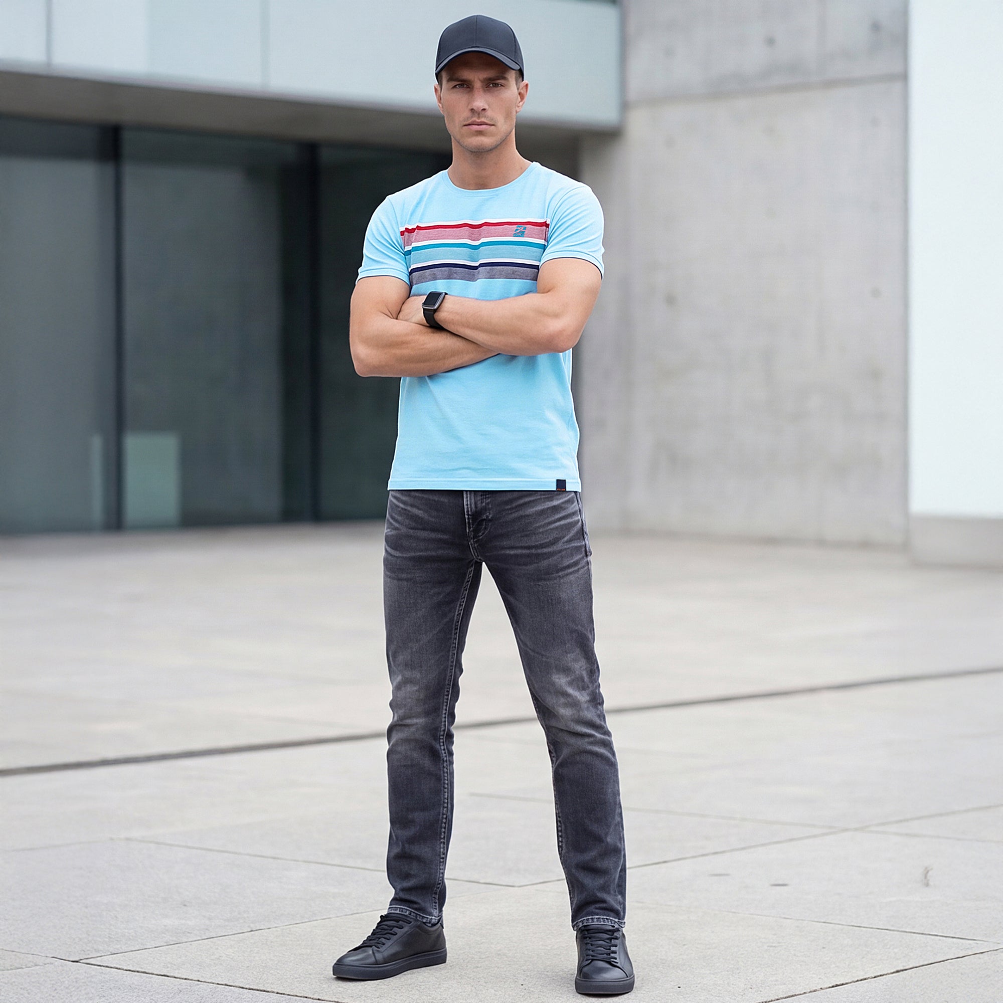 Killer Men Blue Printed Slim Fit T-Shirts