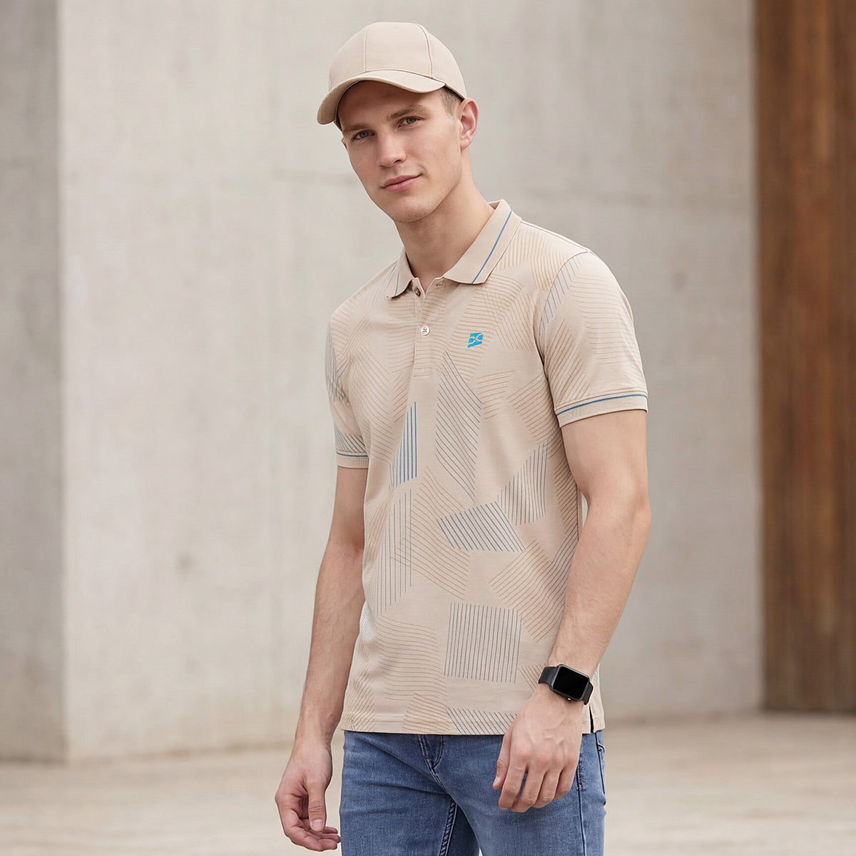 Killer Men Beige Printed Slim Fit T-Shirts