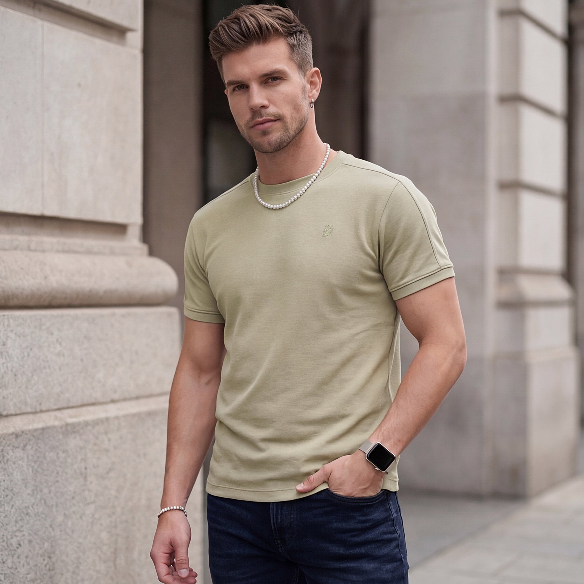 Killer Men Light Green Printed Slim Fit T-Shirts