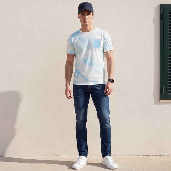 Killer Men Blue Printed Slim Fit T-Shirt
