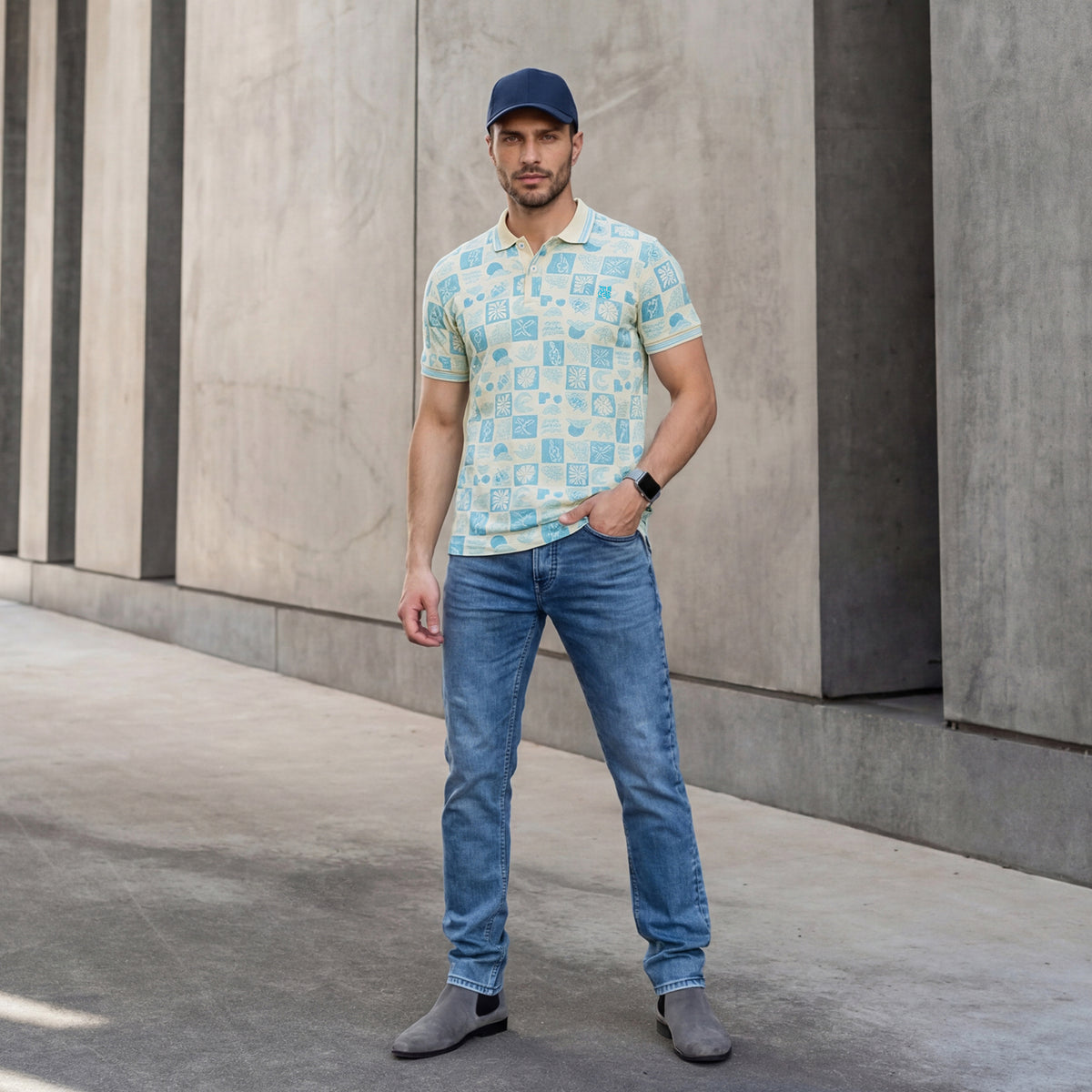Killer Men Blue Printed Slim Fit T-Shirts