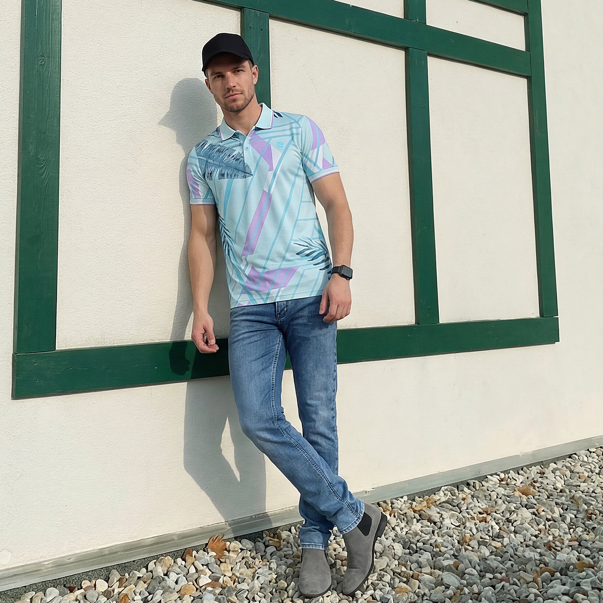 Killer Men Light Blue Printed Slim Fit T-Shirts