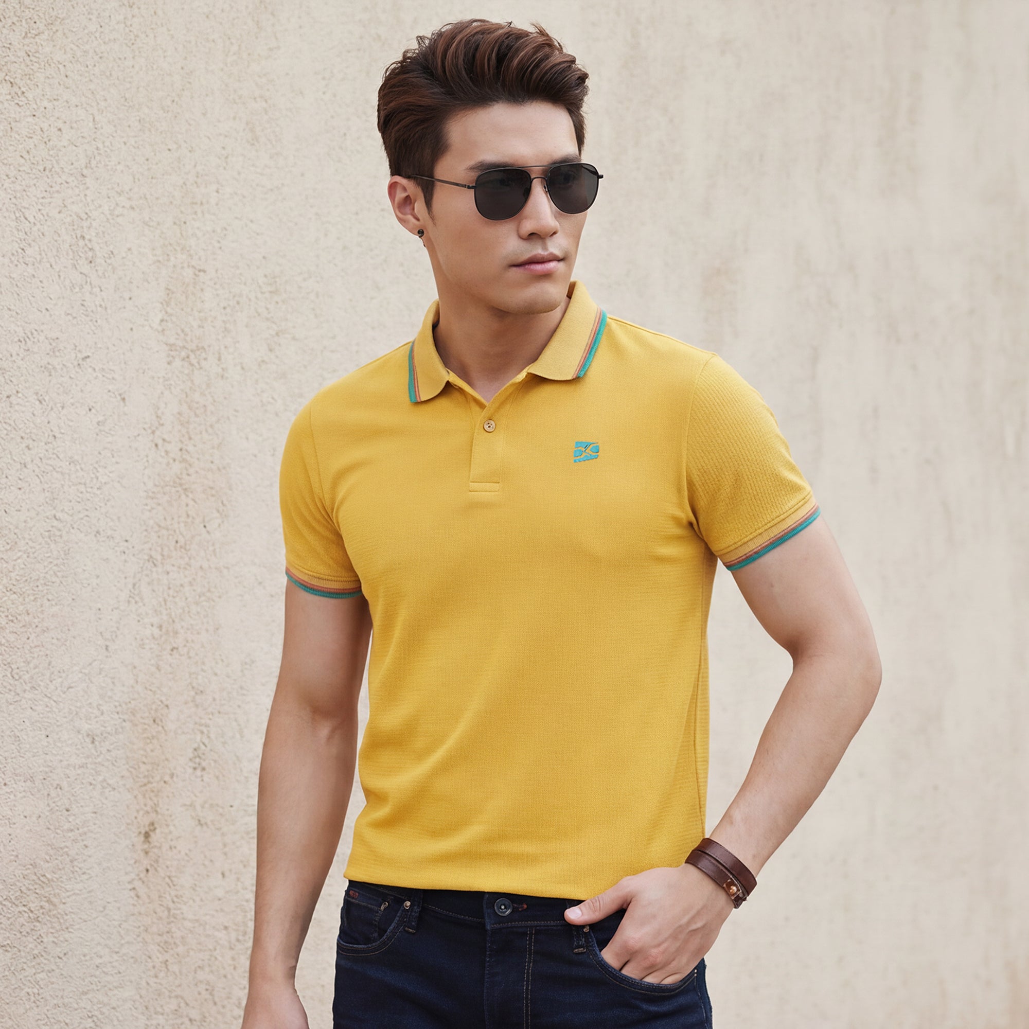 Killer Men Musturd Printed Slim Fit T-Shirts