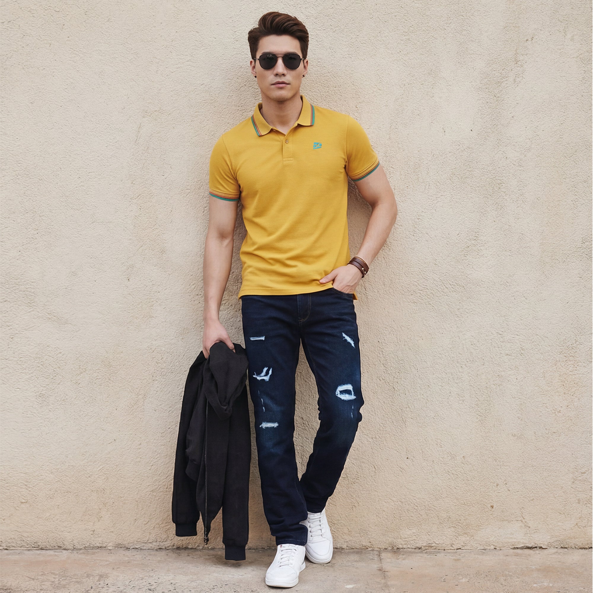 Killer Men Musturd Printed Slim Fit T-Shirts