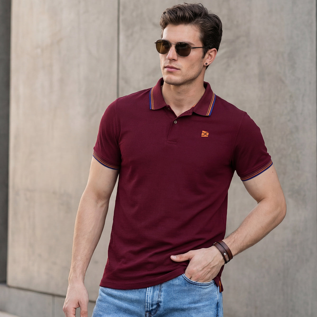 Killer Men Maroon Printed Slim Fit T-Shirts