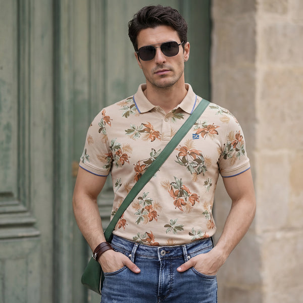 Killer Men Beige Printed Slim Fit T-Shirts