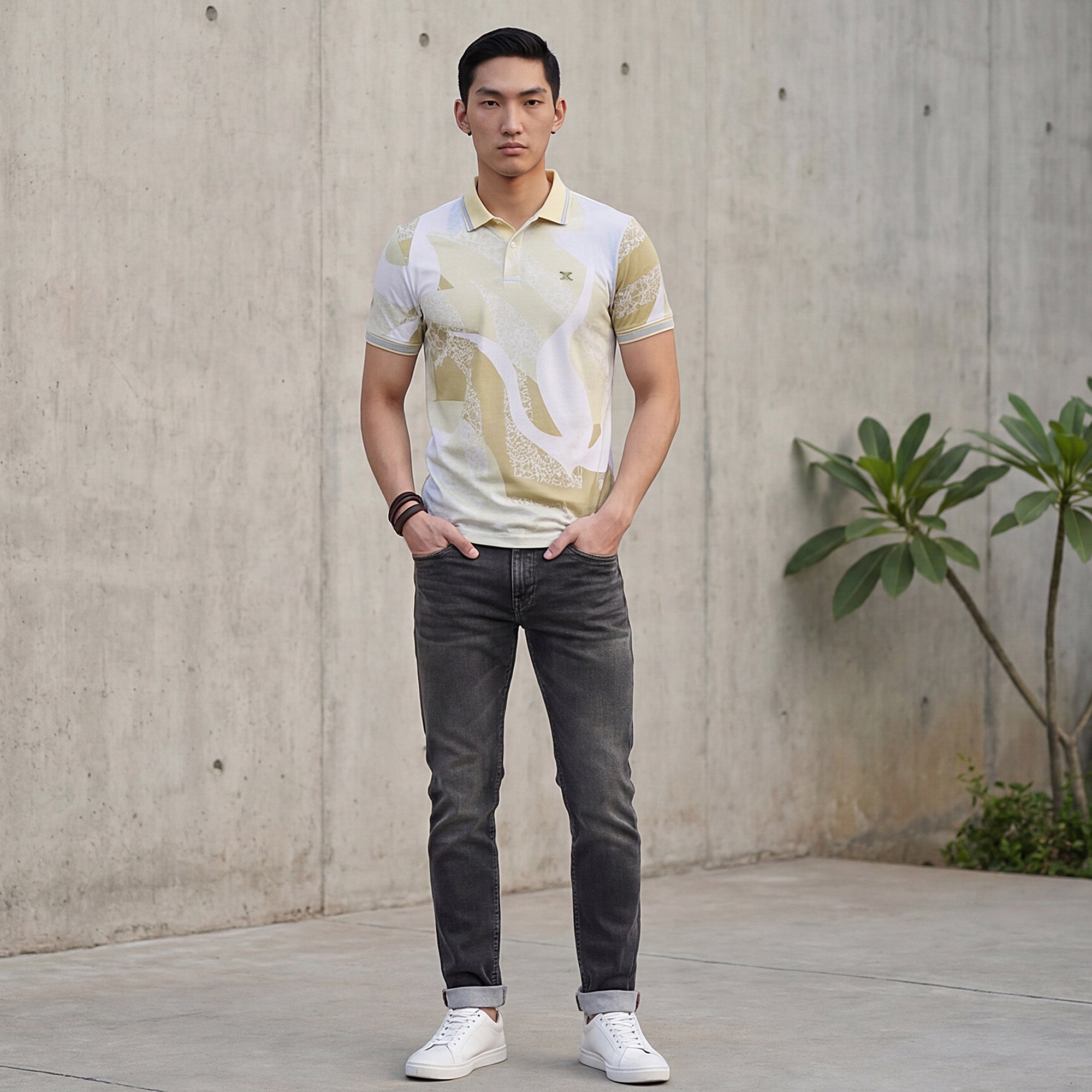 Killer Men Yellow Printed Slim Fit T-Shirts