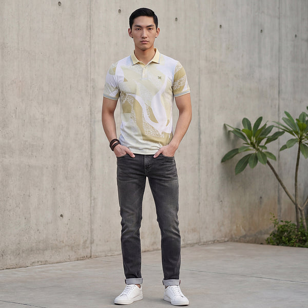 Killer Men Yellow Printed Slim Fit T-Shirts