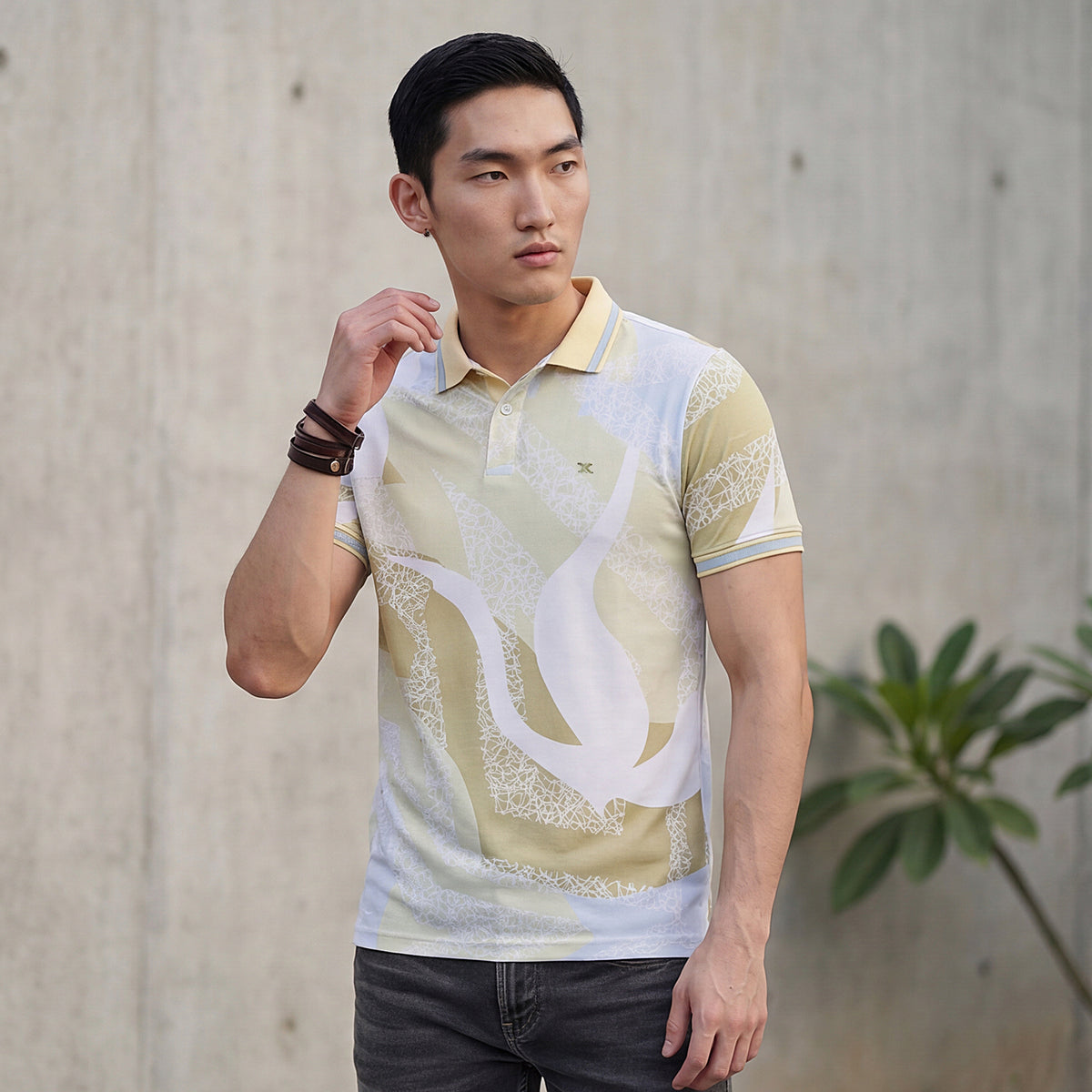 Killer Men Yellow Printed Slim Fit T-Shirts