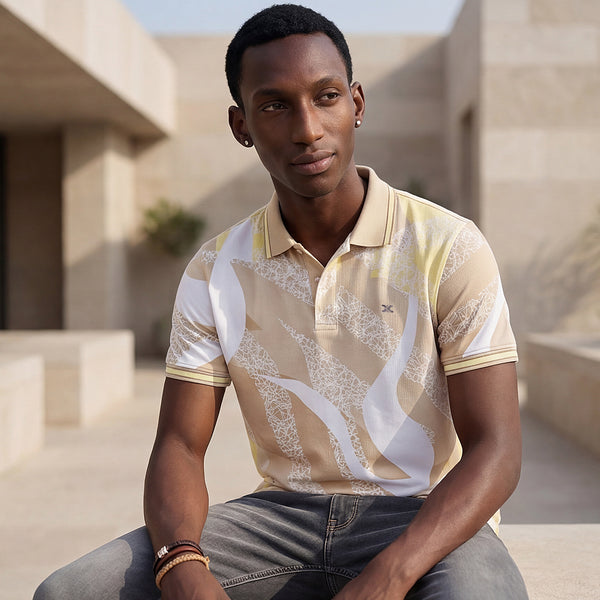 Killer Men Beige Printed Slim Fit T-Shirts