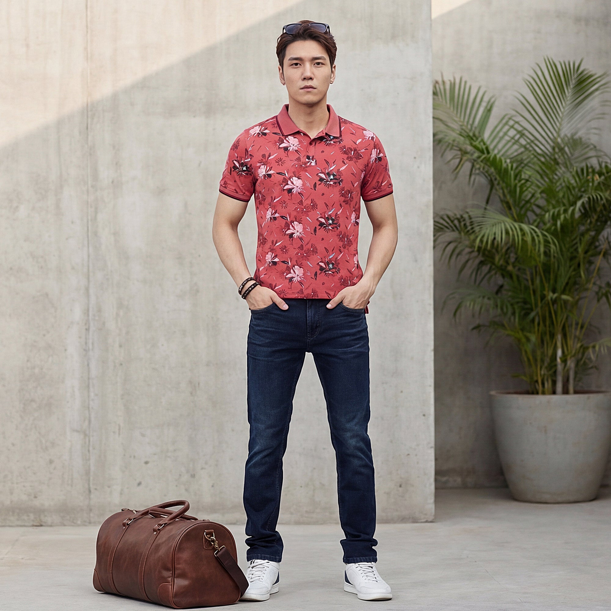 Killer Men Red Printed Slim Fit T-Shirts