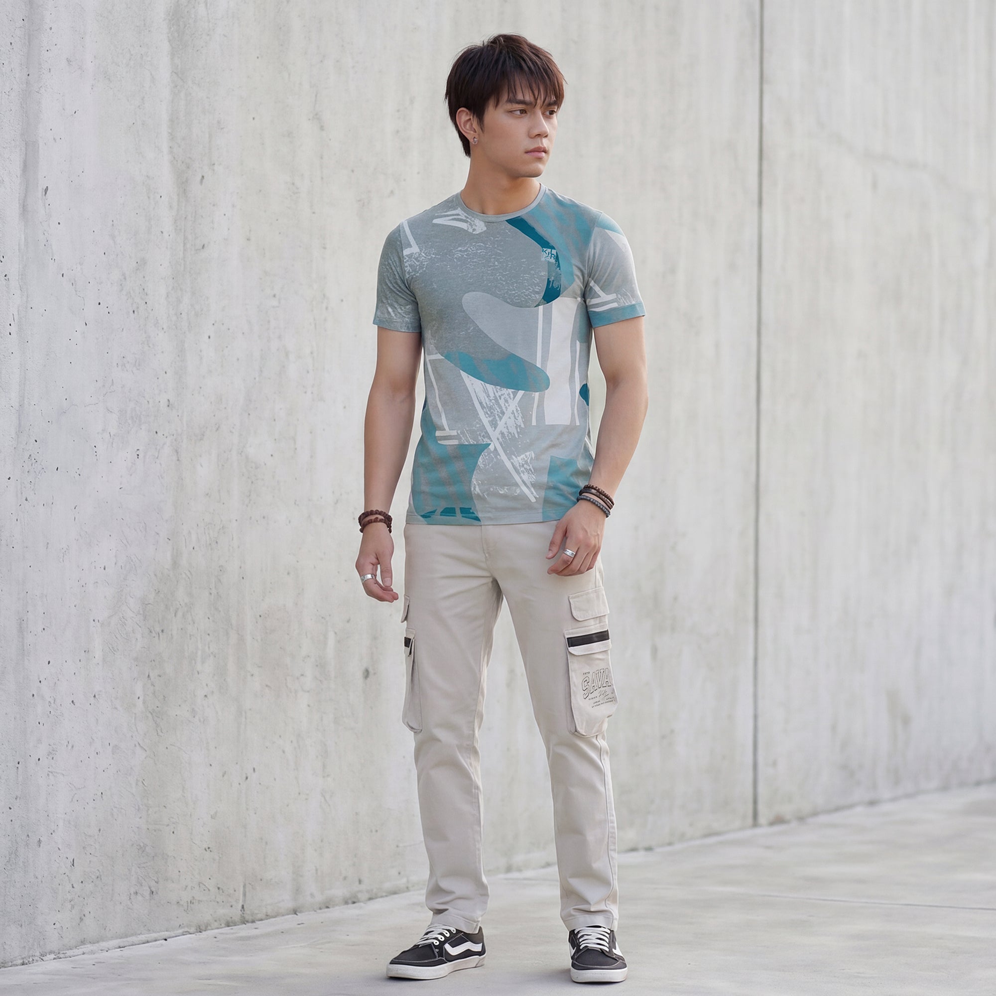 Killer Men Grey Printed Slim Fit T-Shirts