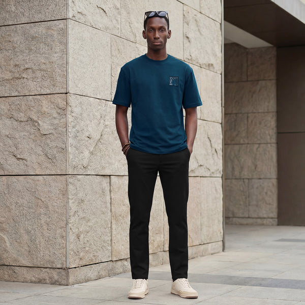 Killer Men Petrol Blue Printed Round Neck T-Shirts