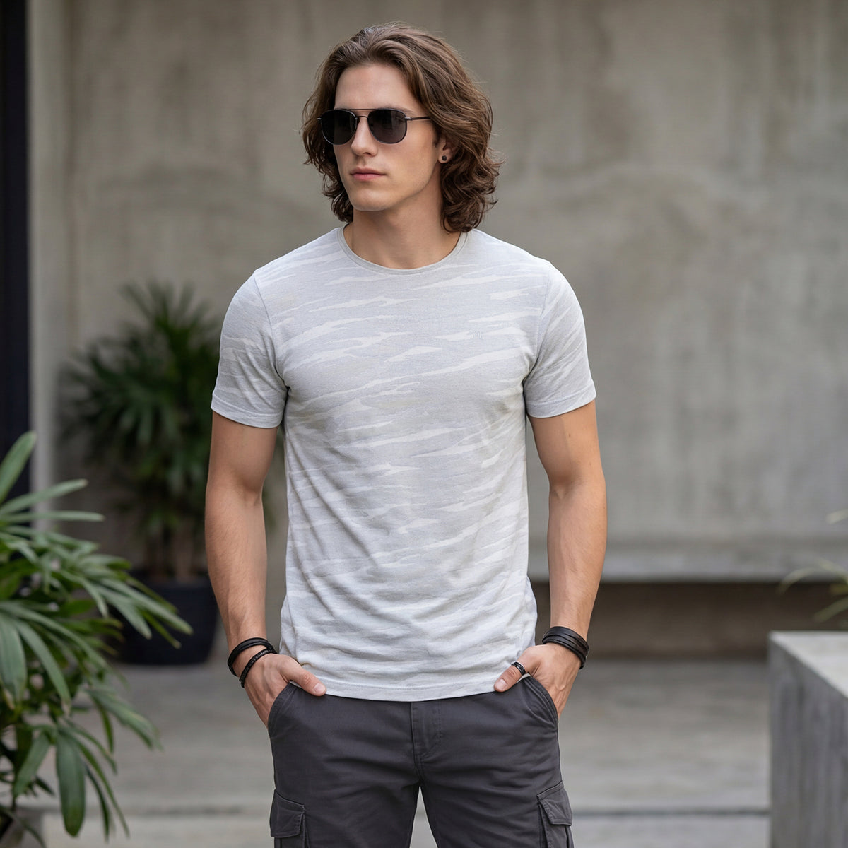 Killer Men Grey Printed Slim Fit T-Shirts