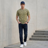 Killer Men Dark Green Printed Slim Fit T-Shirts
