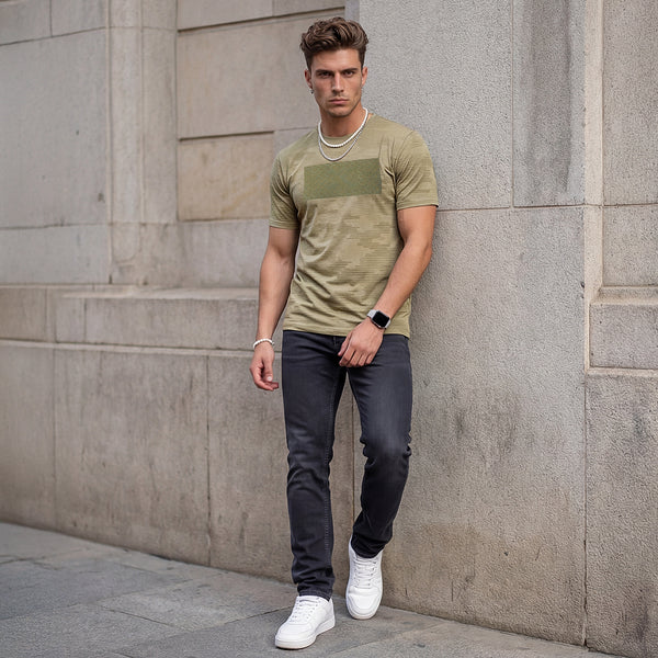 Killer Men Dark Green Printed Slim Fit T-Shirts