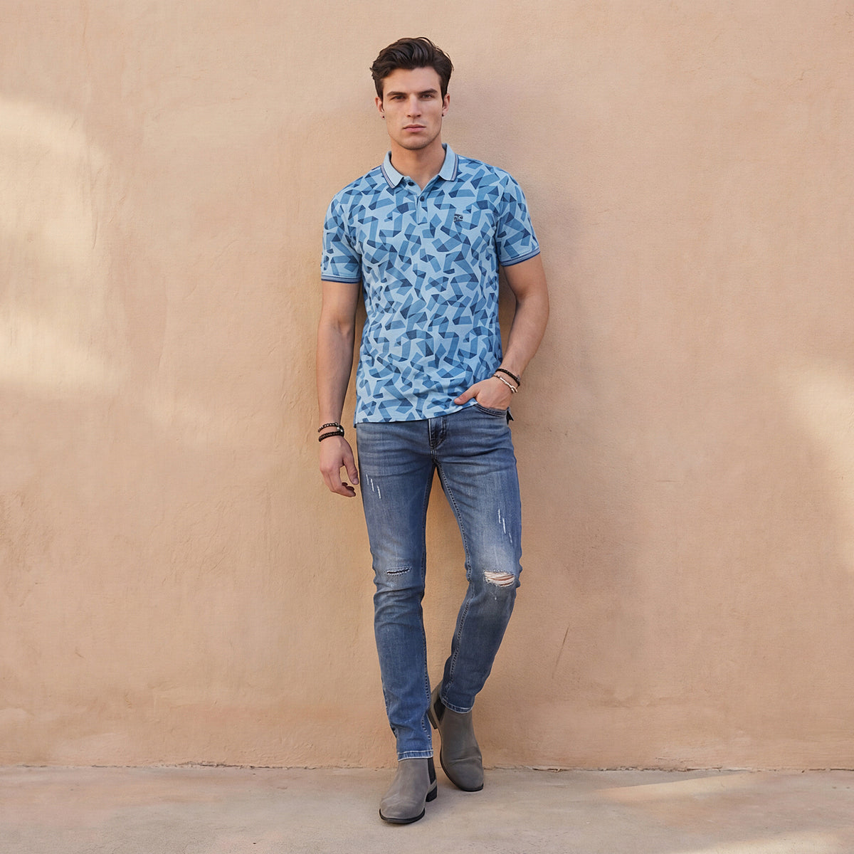Killer Men Blue Printed Slim Fit T-Shirts