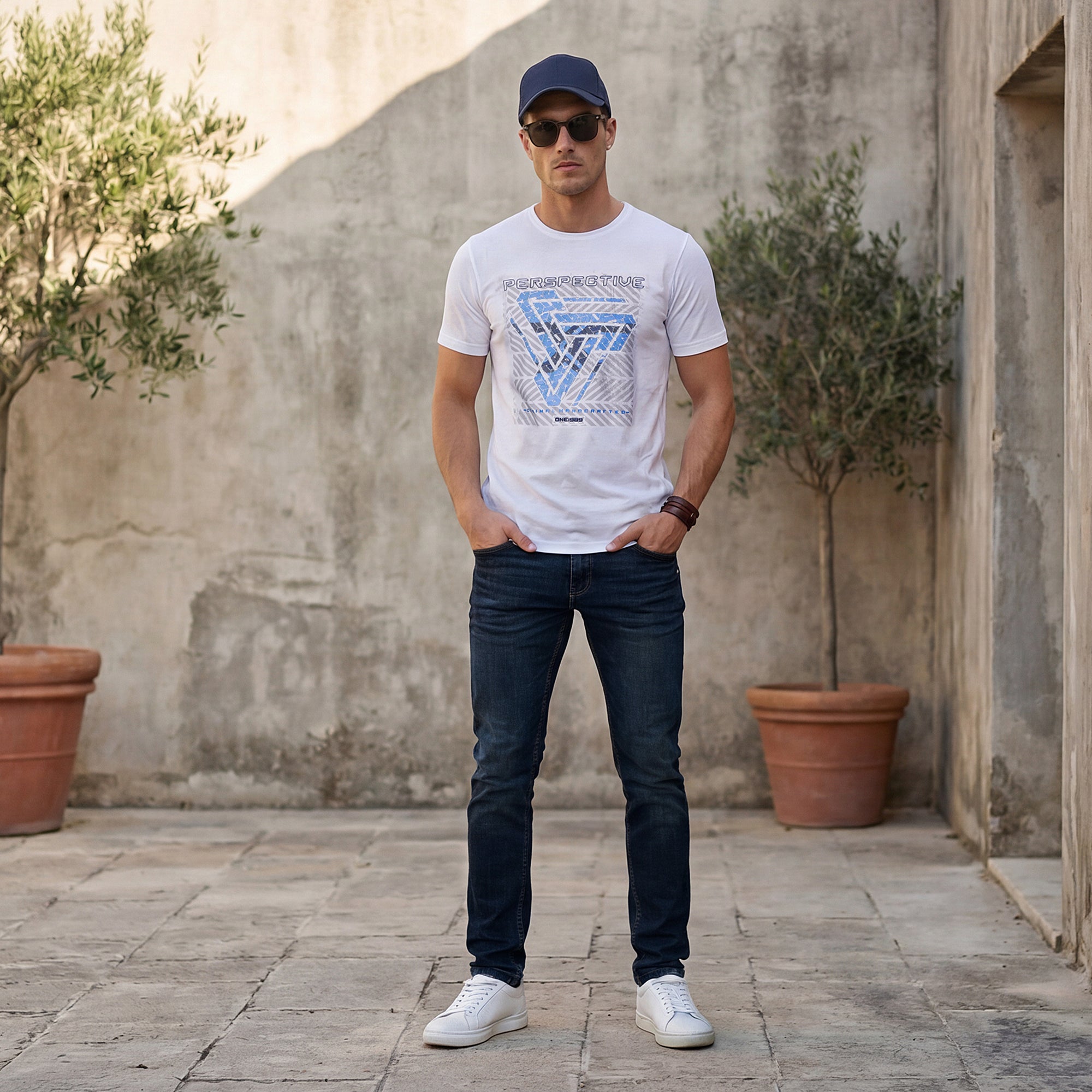 Killer Men White Printed Slim Fit T-Shirts