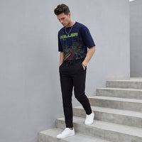 Killer Men Navy Blue Printed Round Neck T-Shirts