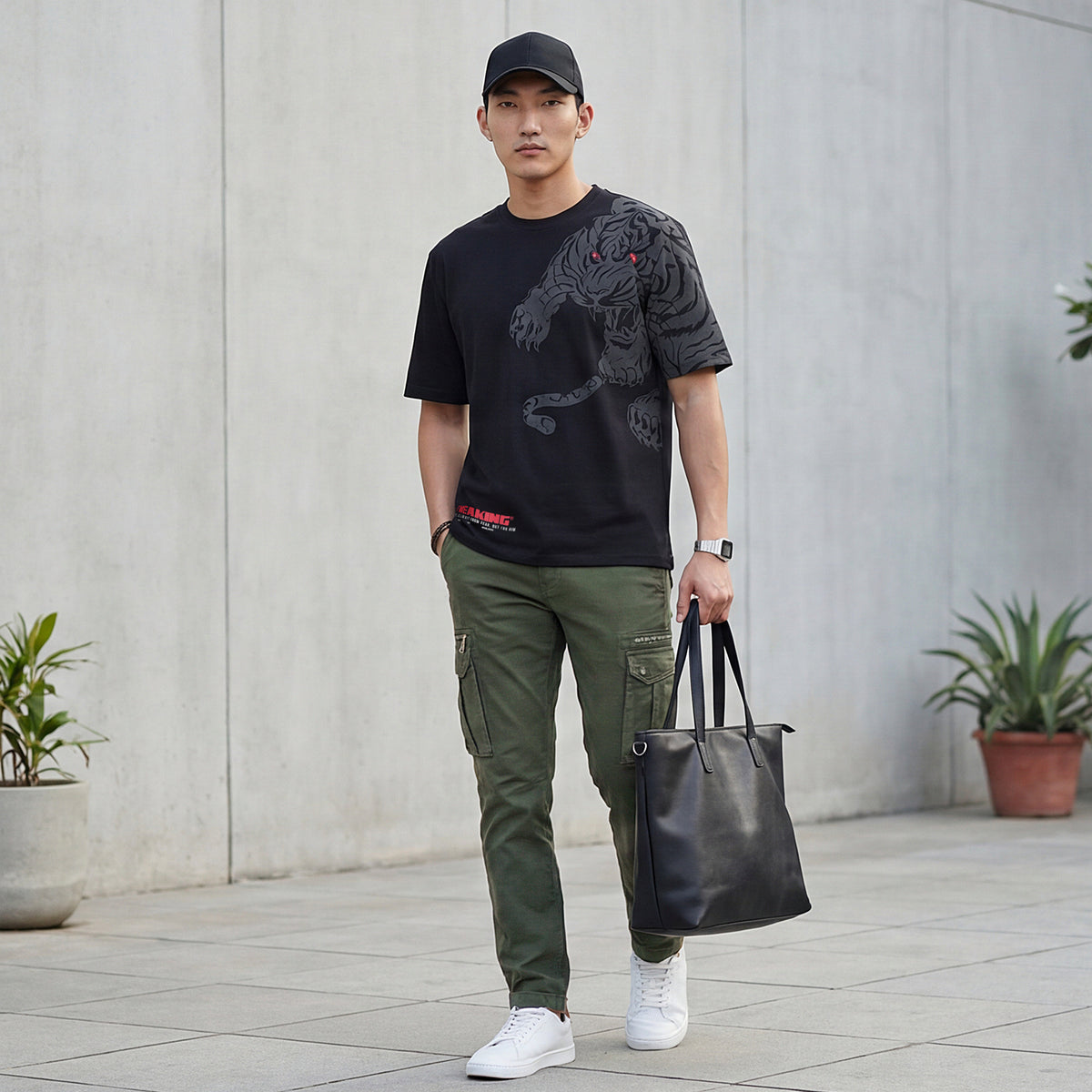 Killer Men Black Printed Round Neck T-Shirts