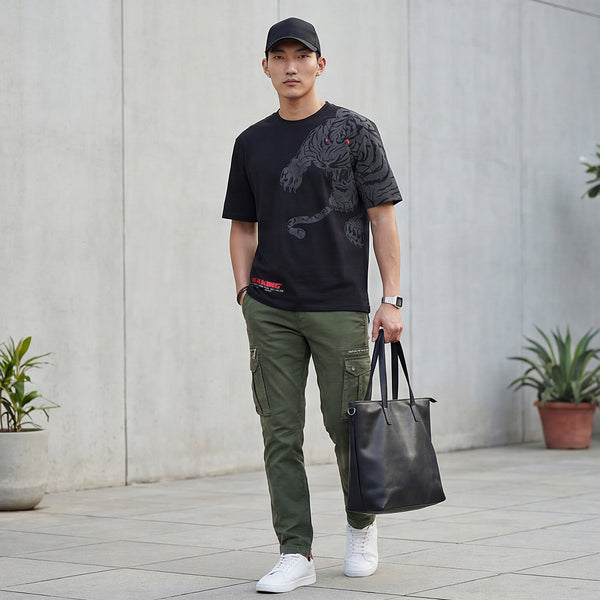 Killer Men Black Printed Round Neck T-Shirts