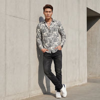 Full Sleeves Slim Fit Green Micro Cord Print Shirt