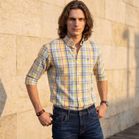 Full sleeves Slim Fit Yellow Light Weight Multi Checks Shirt