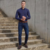 Full sleeves Slim Fit Dark Blue Dark Wash Indigo Srtiper Shirt