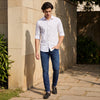 Men's Beige Printed Slim Fit Shirts