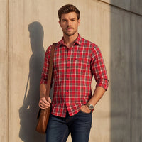 Full sleeves Slim Fit Red  Checks Shirt