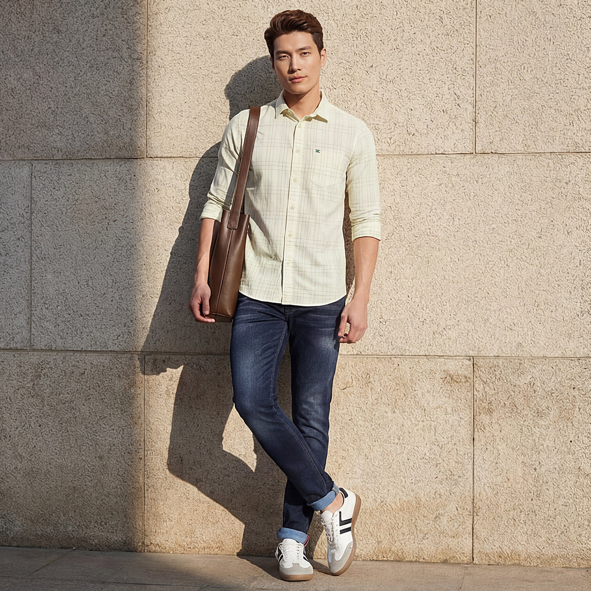 Full sleeves Slim Fit Mint Light Weight Checks Shirt