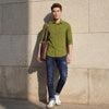 Full sleeves Slim Fit Olive Cambric Solid Shirt