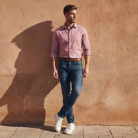 Men Pink Solid Slim Fit Shirt