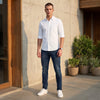 Men White Printed Slim Fit Shirt