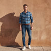 Full sleeves Slim Fit Blue Brushed Checks Shirt